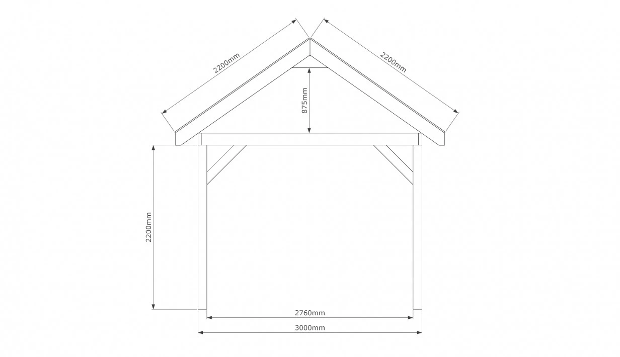 Douglas overkapping zadeldak, 900 x 300, met schuur en achterwand, Westwood DIY - Afbeelding 2